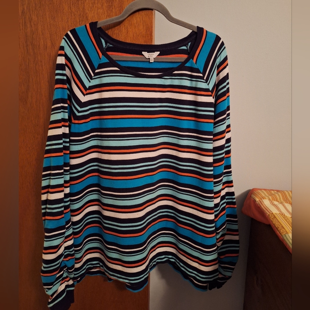 Final Price* Crown & Ivy Bold Color Striped Long Sleeve Women's Top Size XXL